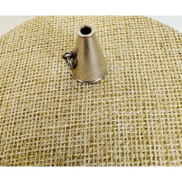 Sterling Silver Cheerleader Megaphone Charm Pendant Vintage 3/4" Dana Engraved - Picture 4 of 10